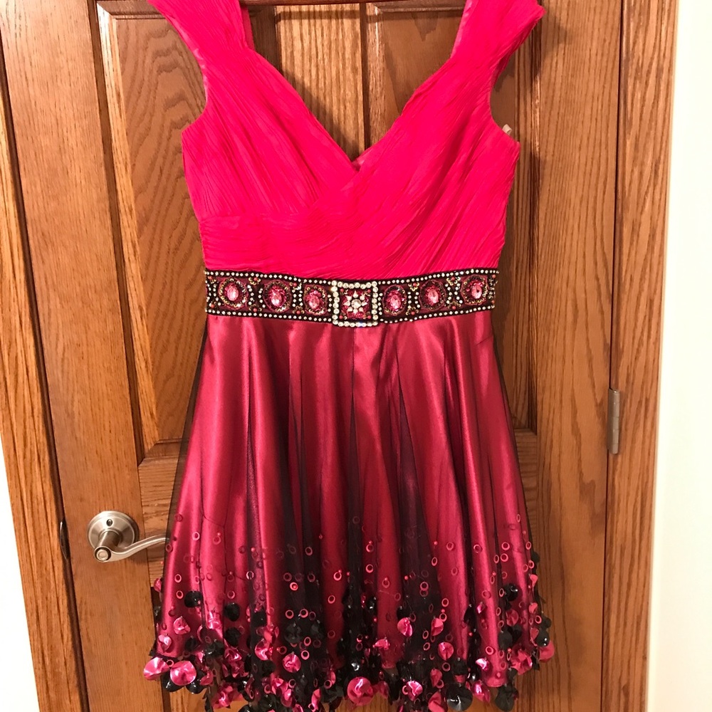 Pink & Black Terani Cocktail Dress